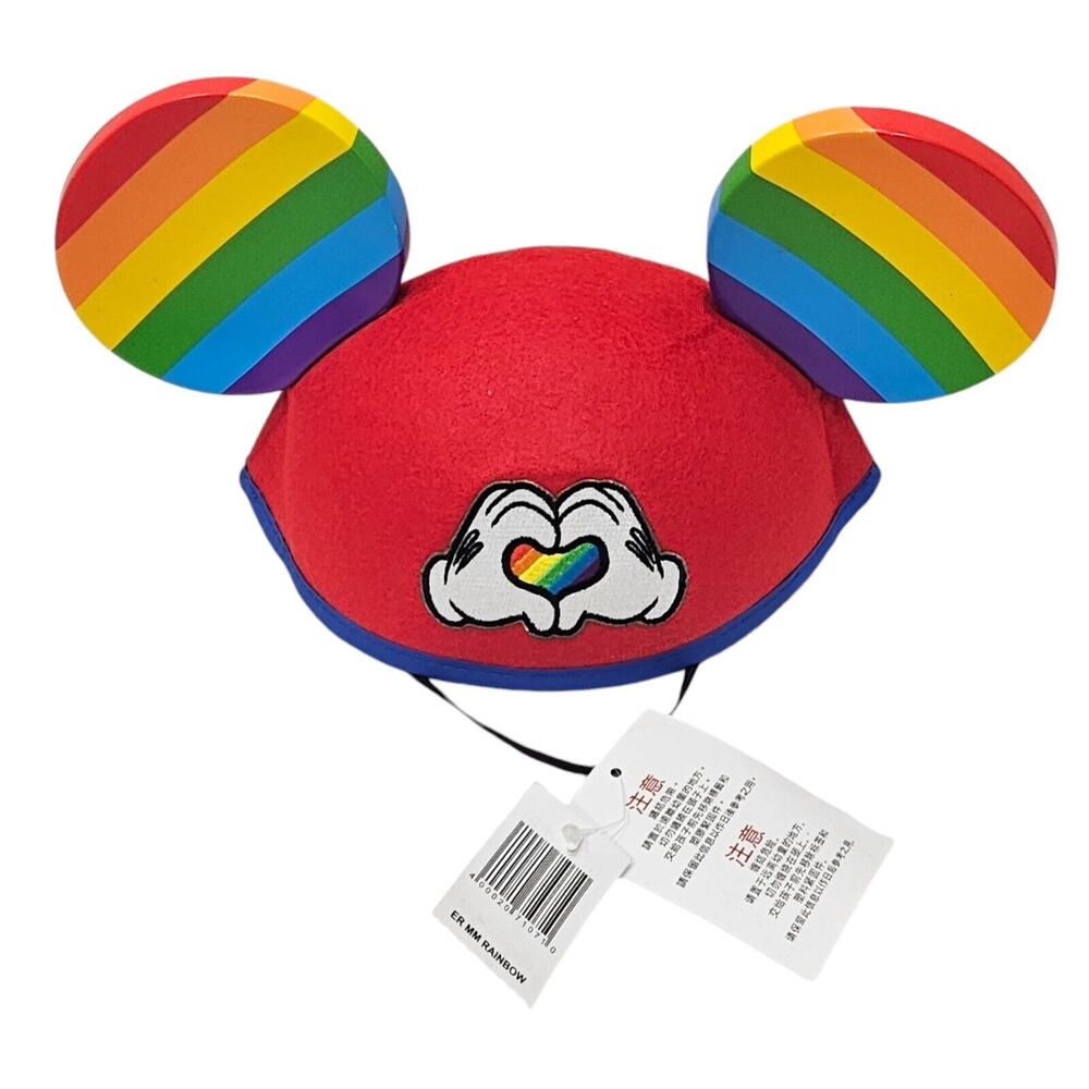Mickey Mouse Ears Rainbow Heart Hands Adult Hat - Disney Theme Parks Pride 2018